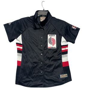 Vintage Portland Trail Blazers Shirt Warm Up Large Black Hardwood Classics Korea